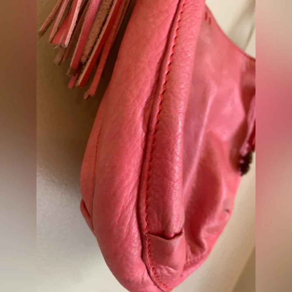 Lucky brand leather pink crossbody purse Bohemian boho hippie grungy festival